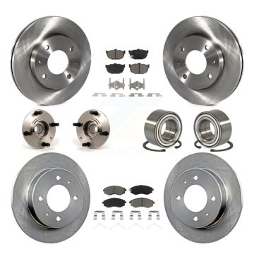Front Rear Hub Bearings Disc Brake Rotors And Ceramic Pads Kit (10Pc) For Hyundai Elantra KBB-117232