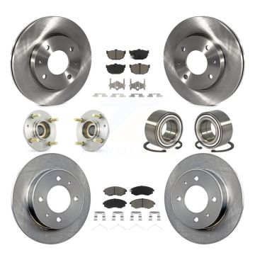 Front Rear Hub Bearings Disc Brake Rotors And Ceramic Pads Kit (10Pc) For Hyundai Elantra KBB-117233