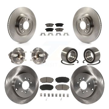 Front Rear Hub Bearing Disc Brake Rotors And Pads Kit (10Pc) For 2007-2015 Mazda CX-9 FWD KBB-117244