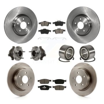 Front Rear Wheel Hub Bearing Disc Brake Rotor And Pad Kit (10Pc) For Ford Transit Connect KBB-117247