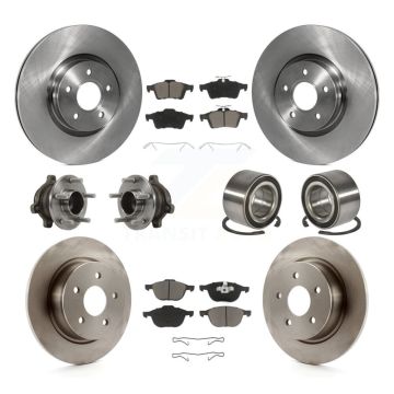 Front Rear Wheel Hub Bearing Disc Brake Rotor And Pad Kit (10Pc) For Ford Transit Connect KBB-117248