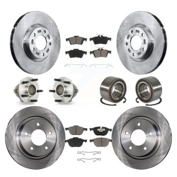 Front Rear Hub Bearings Disc Brake Rotors And Ceramic Pads Kit (10Pc) For Mazda 3 Sport KBB-117252