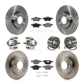Front Rear Hub Bearings Disc Brake Rotors And Ceramic Pads Kit (10Pc) For Mazda 3 Sport KBB-117253