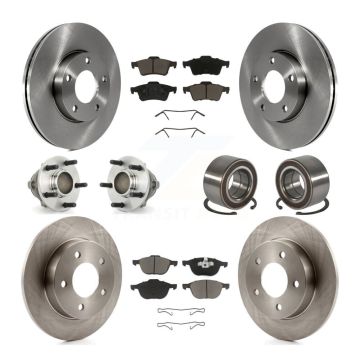Front Rear Hub Bearing Brake Rotor Pads Kit (10Pc) For 2005 Mazda 3 2.0L with 4-Wheel ABS KBB-117254