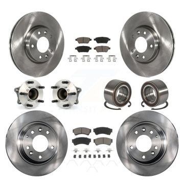 Front Rear Hub Bearings Disc Brake Rotors And Pads Kit (10Pc) For 2009-2013 Mazda 6 2.5L KBB-117260