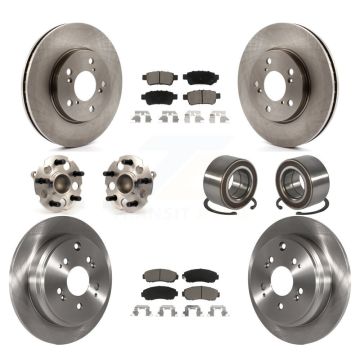 Front Rear Hub Bearings Disc Brake Rotors And Pads Kit (10Pc) For 2005-2010 Honda Odyssey KBB-117261