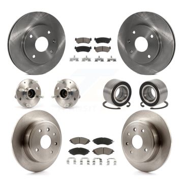 Front Rear Hub Bearing Brake Rotor & Pad Kit (10Pc) For 2004-2006 Chevrolet Optra Non-ABS KBB-117265