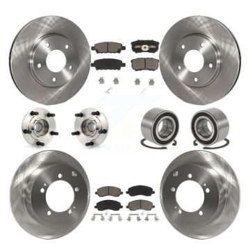Front Rear Hub Bearing Brake Rotor & Pads Kit (10Pc) For 04-06 Mitsubishi Lancer Ralliart KBB-117266