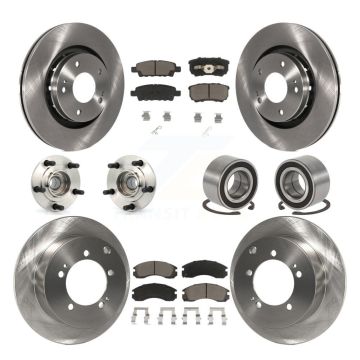 Front Rear Hub Bearing Brake Rotor Pads Kit (10Pc) For 2005-2006 Mitsubishi Outlander FWD KBB-117267
