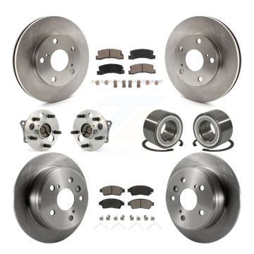 Front Rear Wheel Hub Bearing Disc Brake Rotor And Ceramic Pad Kit (10Pc) For Toyota Camry KBB-117271