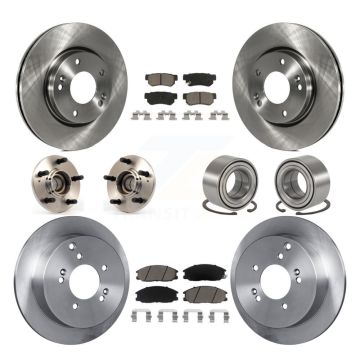 Front Rear Hub Bearing Brake Rotor & Pad Kit (10Pc) For Hyundai Santa Fe FWD with Non-ABS KBB-117273