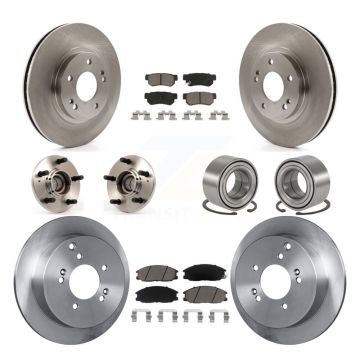 Front Rear Hub Bearing Brake Rotor & Pad Kit (10Pc) For Hyundai Santa Fe FWD with Non-ABS KBB-117274