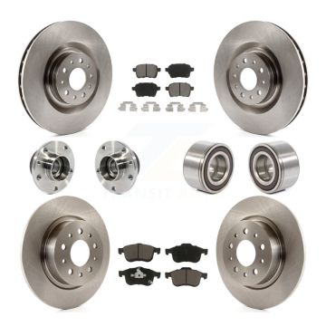Front Rear Wheel Hub Bearing Disc Brake Rotor And Pads Kit (10Pc) For 2014-2018 Fiat 500L KBB-117275