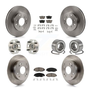 Front Rear Wheel Hub Bearing Disc Brake Rotor And Ceramic Pad Kit (10Pc) For Honda Accord KBB-117278