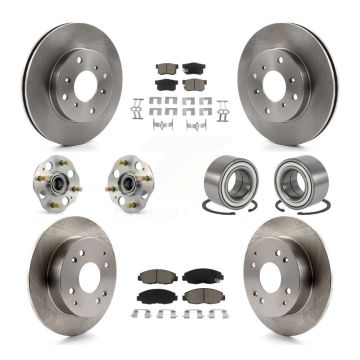 Front Rear Wheel Hub Bearing Disc Brake Rotor And Ceramic Pad Kit (10Pc) For Honda Accord KBB-117279