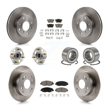 Front Rear Wheel Hub Bearing Disc Brake Rotor And Ceramic Pad Kit (10Pc) For Honda Accord KBB-117280