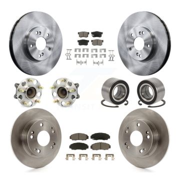 Front Rear Wheel Hub Bearing Disc Brake Rotor And Pads Kit (10Pc) For 2004-2008 Acura TSX KBB-117288