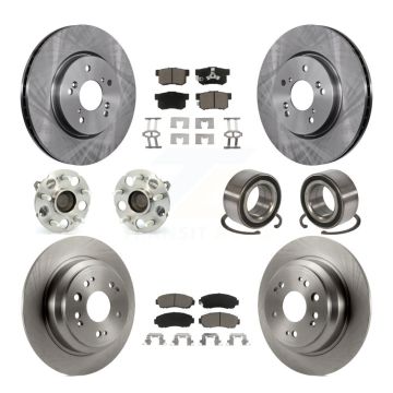Front Rear Hub Bearing Disc Brake Rotor And Pad Kit (10Pc) For Honda Accord Crosstour FWD KBB-117289