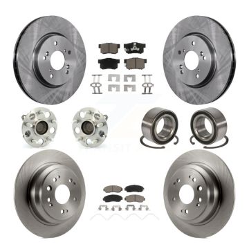 Front Rear Hub Bearing Disc Brake Rotor Pads Kit (10Pc) For 2013-2015 Honda Crosstour FWD KBB-117290