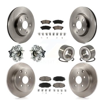 Front Rear Hub Bearing Disc Brake Rotors And Pads Kit (10Pc) For 2017-2018 Toyota Prius V KBB-117293