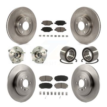 Front Rear Hub Bearings Disc Brake Rotors And Pads Kit (10Pc) For Ford Edge Lincoln MKX KBB-117294