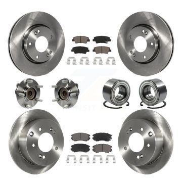 Front Rear Hub Bearing Disc Brake Rotor And Ceramic Pad Kit (10Pc) For 2012-2013 Kia Soul KBB-117296