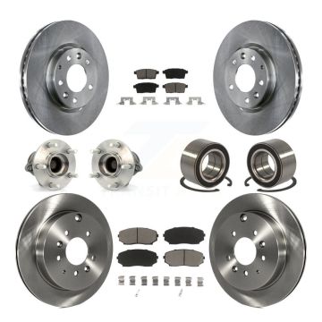 Front Rear Hub Bearing Disc Brake Rotors And Pads Kit (10Pc) For 2007-2012 Mazda CX-7 FWD KBB-117297