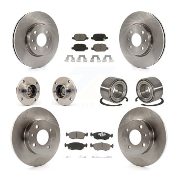 Front Rear Hub Bearing Assembly Disc Brake Rotor And Ceramic Pads Kit (10Pc) For Fiat 500 KBB-117299