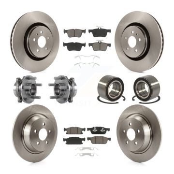 Front Rear Hub Bearing Disc Brake Rotor And Ceramic Pad Kit (10Pc) For 2015 Ford Edge AWD KBB-117300