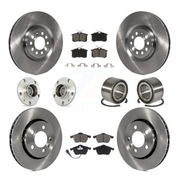 Front Rear Hub Bearing Brake Rotor And Pad Kit (10Pc) For Volkswagen Golf Audi TT Quattro KBB-117302
