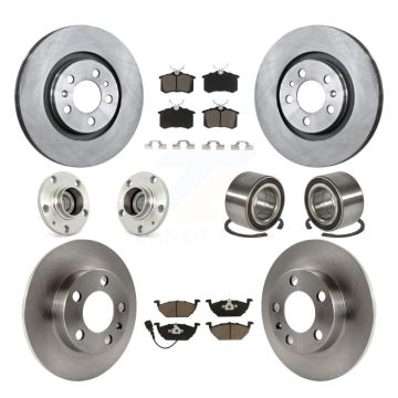 Front Rear Hub Bearing Brake Rotor & Pad Kit (10Pc) For Volkswagen Golf City Beetle Jetta KBB-117306