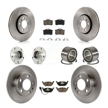 Front Rear Hub Bearing Disc Brake Rotor Pad Kit (10Pc) For 2000-2001 Volkswagen Golf 2.0L KBB-117308