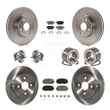 Front Rear Hub Bearing Brake Rotor Pad Kit (10Pc) For 15-18 Toyota Yaris Disc rear brakes KBB-117309