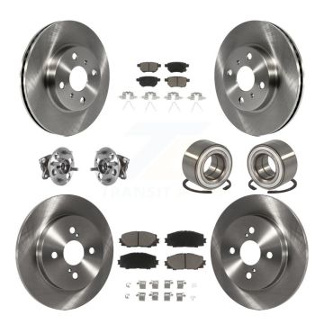 Front Rear Hub Bearing Brake Rotor Pad Kit (10Pc) For 15-18 Toyota Yaris Drum rear brakes KBB-117310