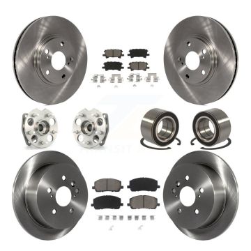 Front Rear Hub Bearing Disc Brake Rotor And Ceramic Pads Kit (10Pc) For Toyota Highlander KBB-117323
