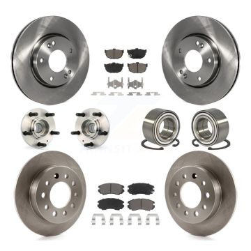 Front Rear Hub Bearings Disc Brake Rotors And Ceramic Pads Kit (10Pc) For Hyundai Tiburon KBB-117338