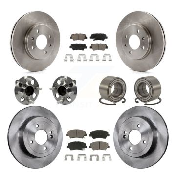 Front Rear Hub Bearing Disc Brake Rotors And Pads Kit (10Pc) For 2012-2017 Hyundai Accent KBB-117340