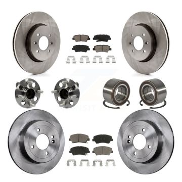 Front Rear Hub Bearing Assembly Disc Brake Rotors And Ceramic Pads Kit (10Pc) For Kia Rio KBB-117341