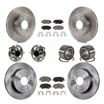 Front Rear Hub Bearing Assembly Disc Brake Rotors And Ceramic Pads Kit (10Pc) For Kia Rio KBB-117342