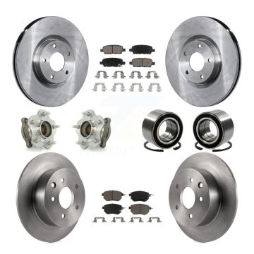 Front Rear Wheel Hub Bearing Disc Brake Rotor And Pad Kit (10Pc) For Nissan Altima Maxima KBB-117344