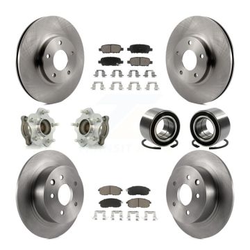 Front Rear Hub Bearings Disc Brake Rotors And Ceramic Pads Kit (10Pc) For Nissan Altima KBB-117345