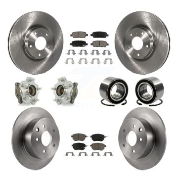 Front Rear Wheel Hub Bearing Disc Brake Rotor And Pad Kit (10Pc) For Nissan Altima Maxima KBB-117346