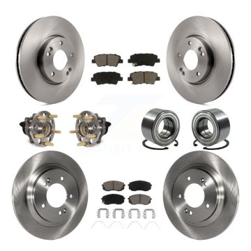 Front Rear Hub Bearings Disc Brake Rotors And Pads Kit (10Pc) For 2017-2019 Kia Soul EV KBB-117349