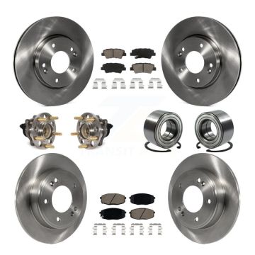 Front Rear Hub Bearing Disc Brake Rotor And Ceramic Pad Kit (10Pc) For 2014-2016 Kia Soul KBB-117350
