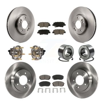 Front Rear Wheel Hub Bearing Disc Brake Rotor And Ceramic Pads Kit (10Pc) For Kia Soul EV KBB-117351