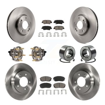 Front Rear Wheel Hub Bearing Disc Brake Rotor And Ceramic Pads Kit (10Pc) For Kia Soul EV KBB-117352