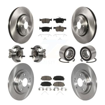 Front Rear Wheel Hub Bearing Disc Brake Rotor And Ceramic Pads Kit (10Pc) For Honda Civic KBB-117357