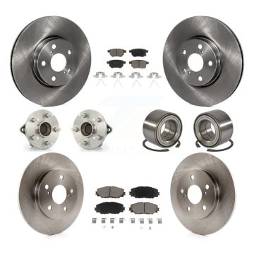 Front Rear Hub Bearings Disc Brake Rotors And Ceramic Pads Kit (10Pc) For Toyota Matrix KBB-117359