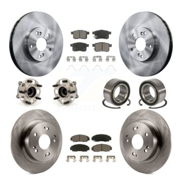 Front Rear Hub Bearings Disc Brake Rotors And Pads Kit (10Pc) For Honda Accord Acura TSX KBB-117360