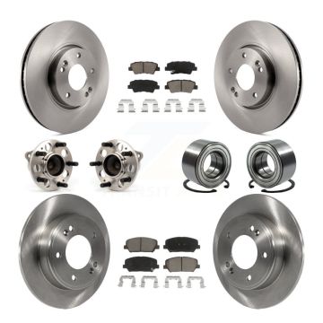 Front Rear Hub Bearings Disc Brake Rotors And Pads Kit (10Pc) For Kia Forte Forte5 Koup KBB-117362